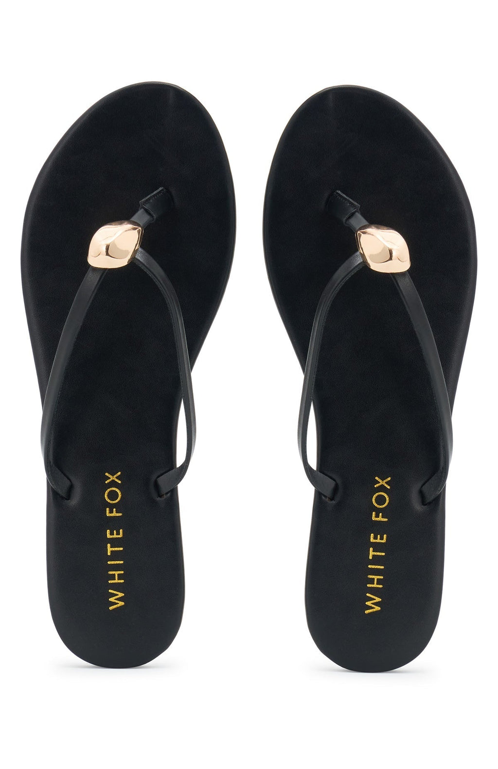 White Fox Colt Thong Sandals Black PU