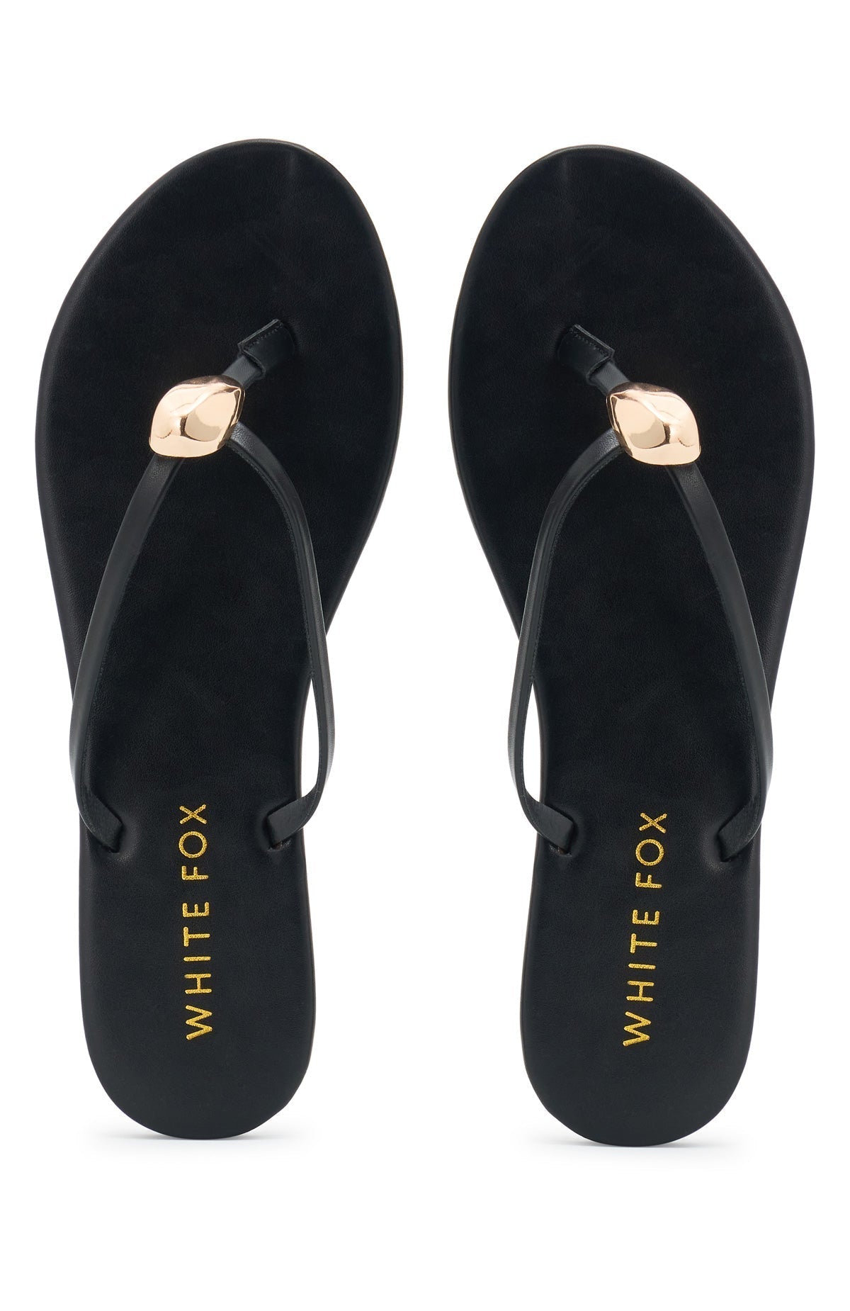 White Fox Colt Thong Sandals Black PU