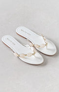 White Fox Kira Beaded Thong Sandals White