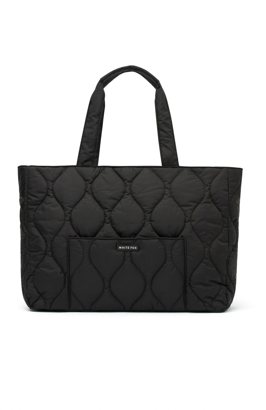 White Fox Always Moving Quilted Tote Bag Black
