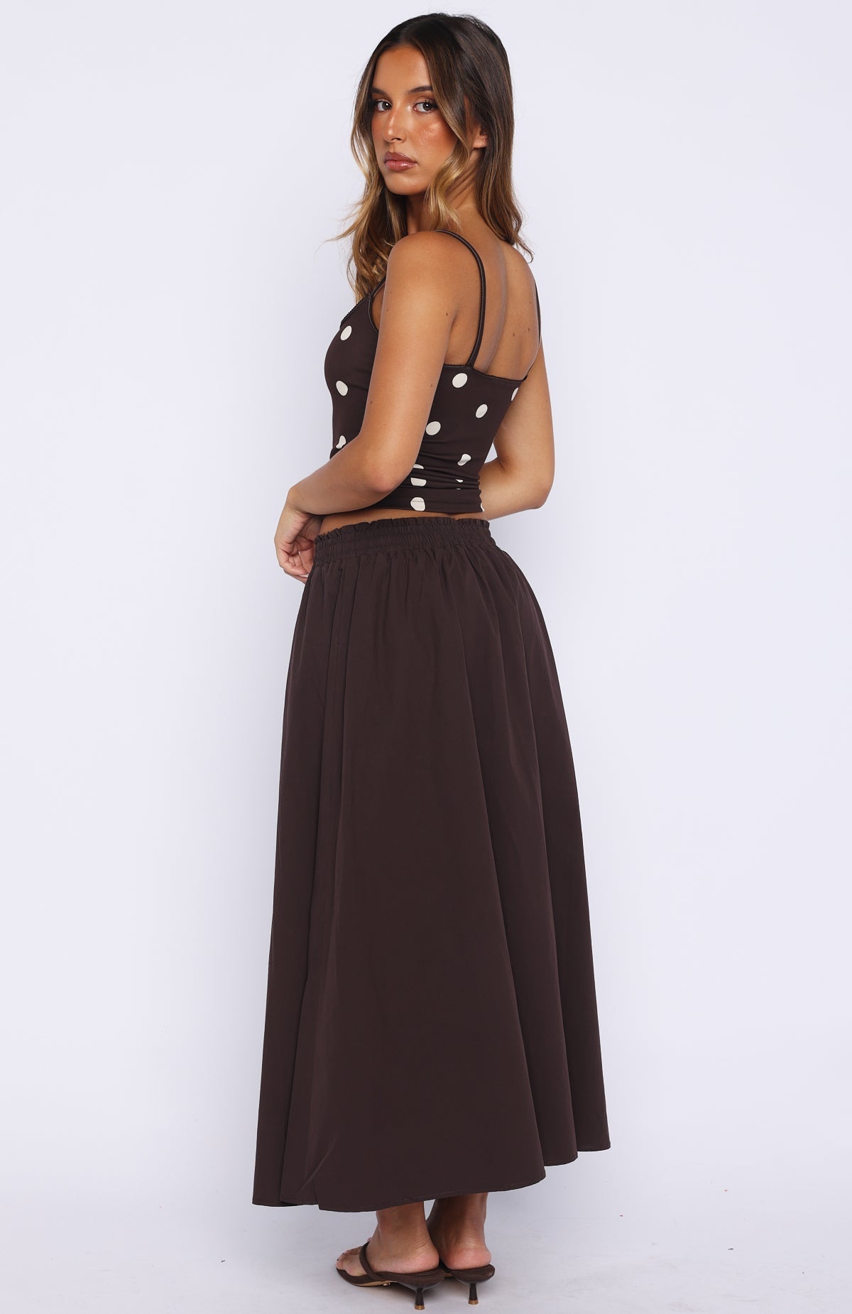 White Fox Lost In Your Love Maxi Skirt Chocolate