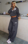 White Fox Lucky Thirteen Audrina Wide Leg Sweatpants Volcanic