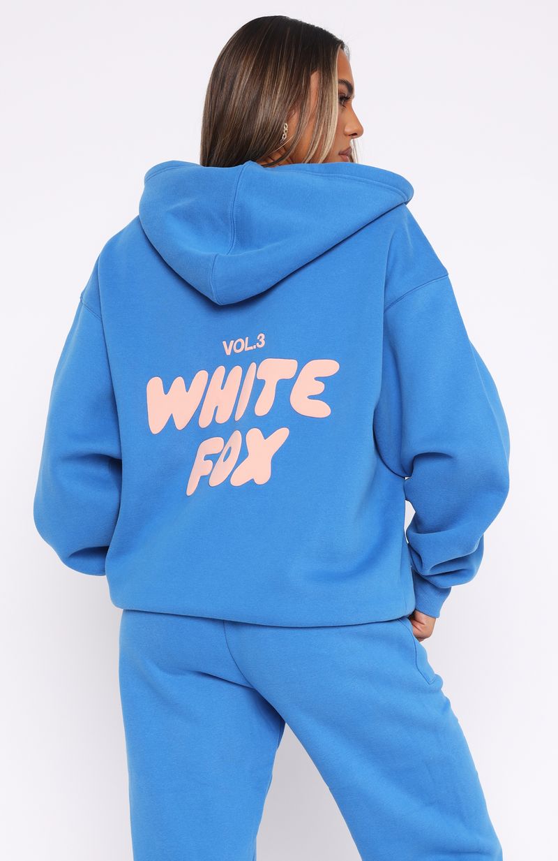 White Fox Offstage Zip Front Hoodie Azure