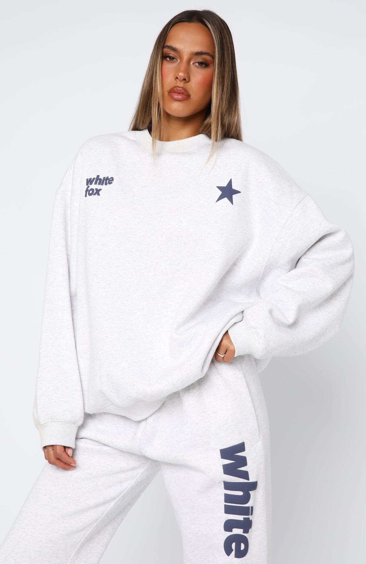 White Fox From The Archives Freya Oversized Sweater Grey Marle
