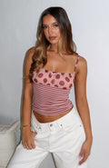 White Fox Sucker For You Top Pink Stripe