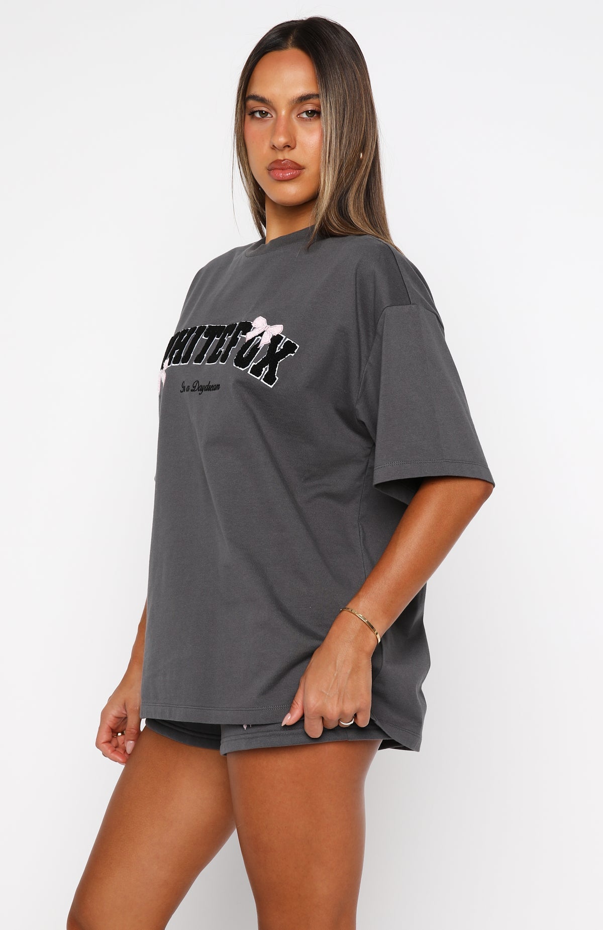 White Fox Daydreamers Madeline Oversized Tee Volcanic