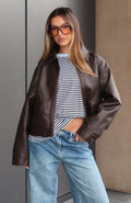 White Fox I Know Love PU Jacket Chocolate