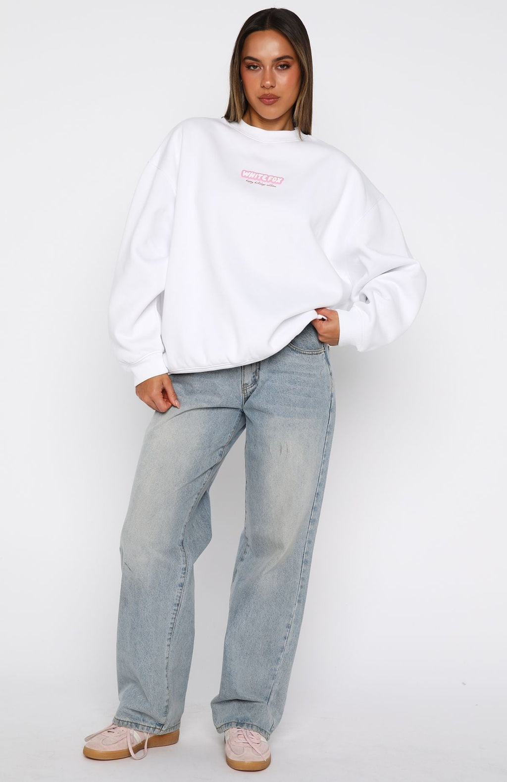 White Fox Santa Baby Oversized Sweater White