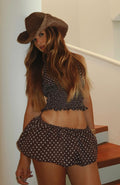 White Fox Runaway Heart Mini Skort Chocolate Polka Dot