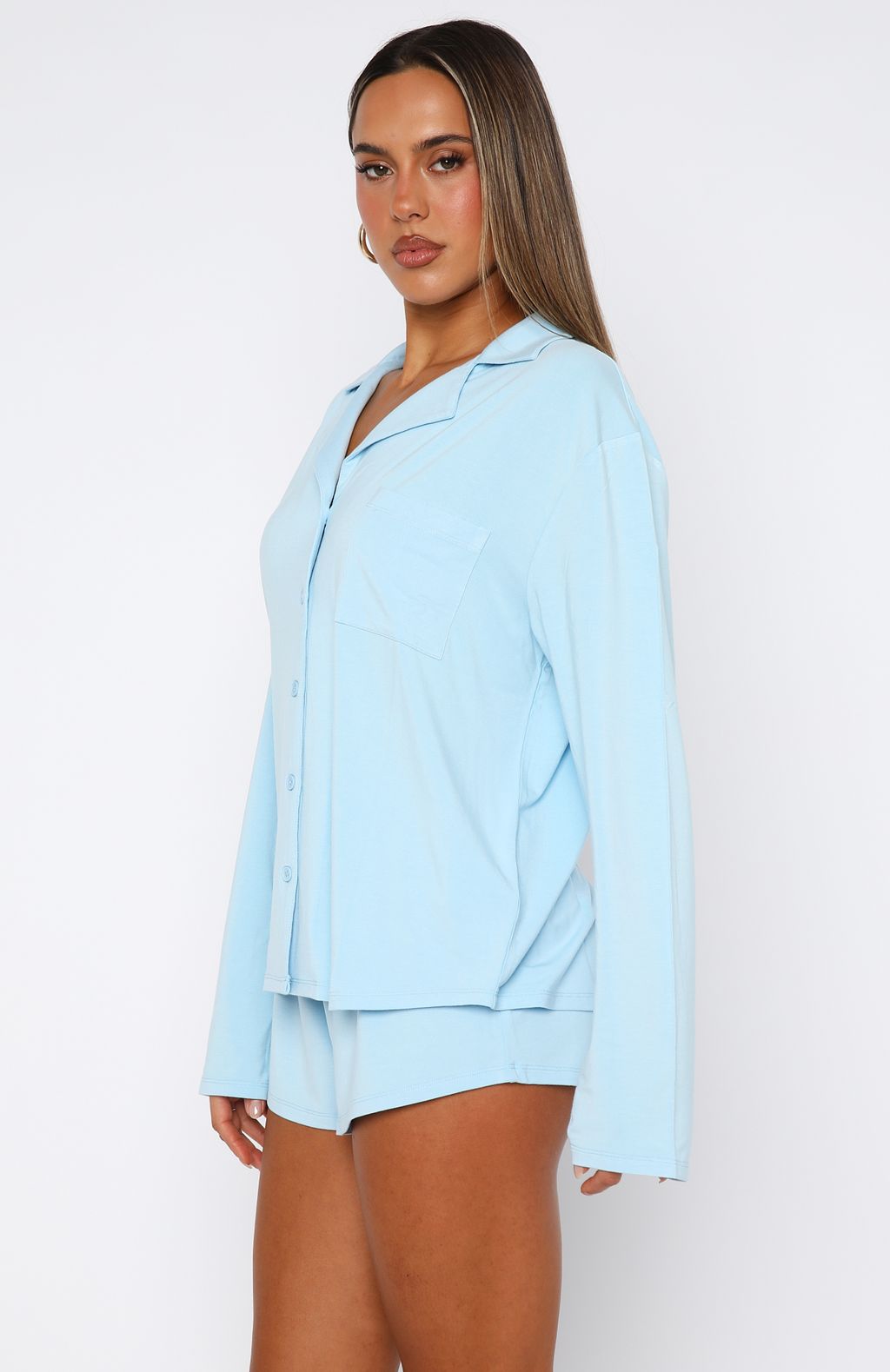 White Fox Dreamscape Long Sleeve Pyjama Set Baby Blue