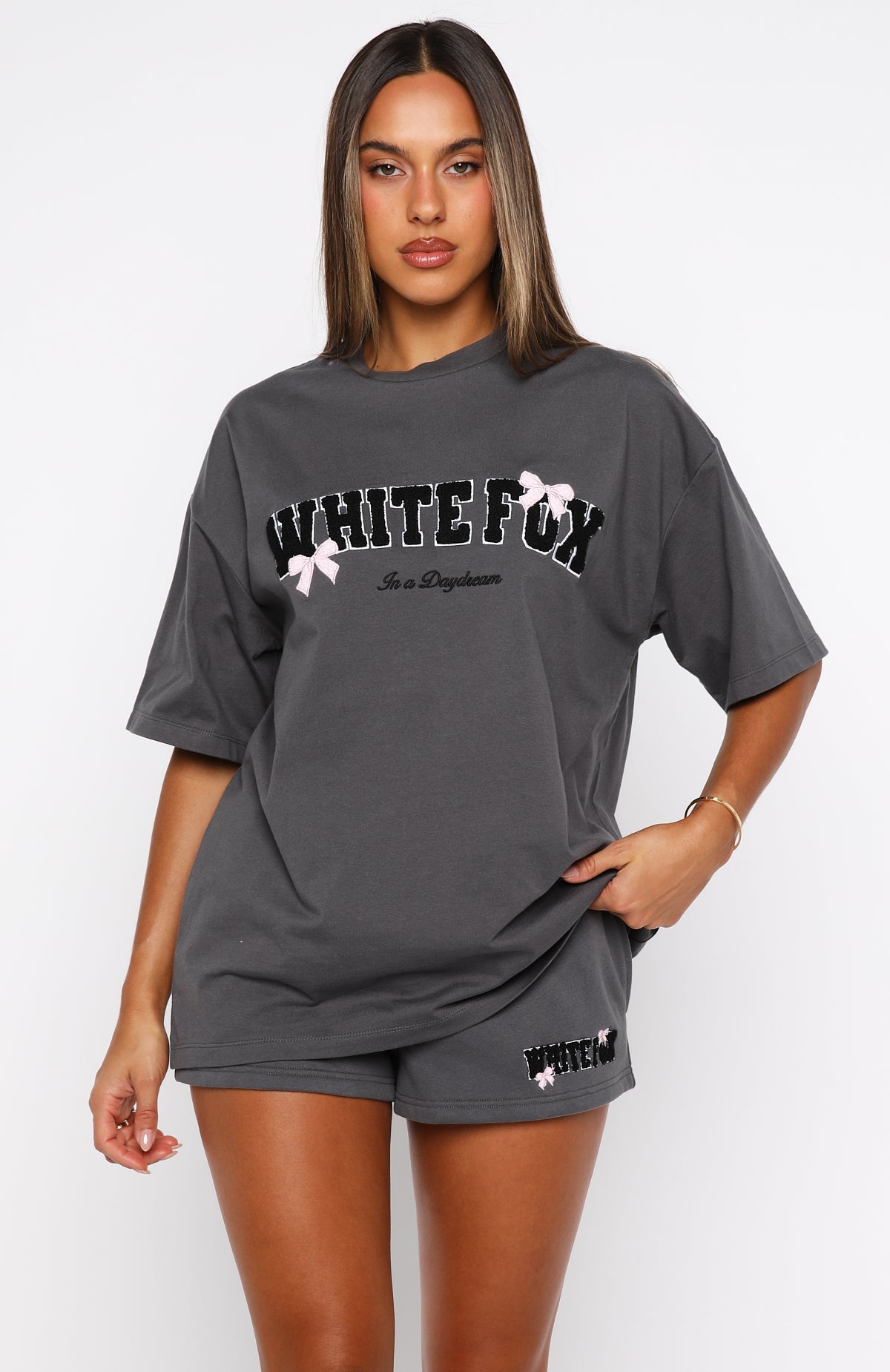 White Fox Daydreamers Madeline Oversized Tee Volcanic