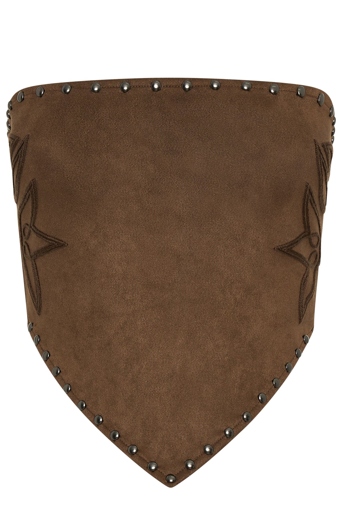 White Fox Rumours Strapless Faux Suede Top Chocolate
