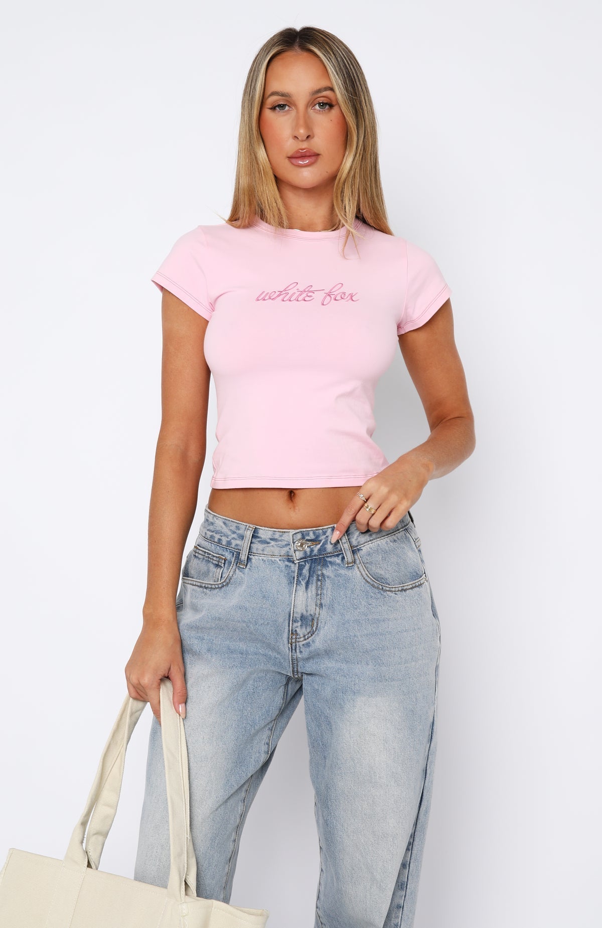 White Fox The Original Baby Tee Pink