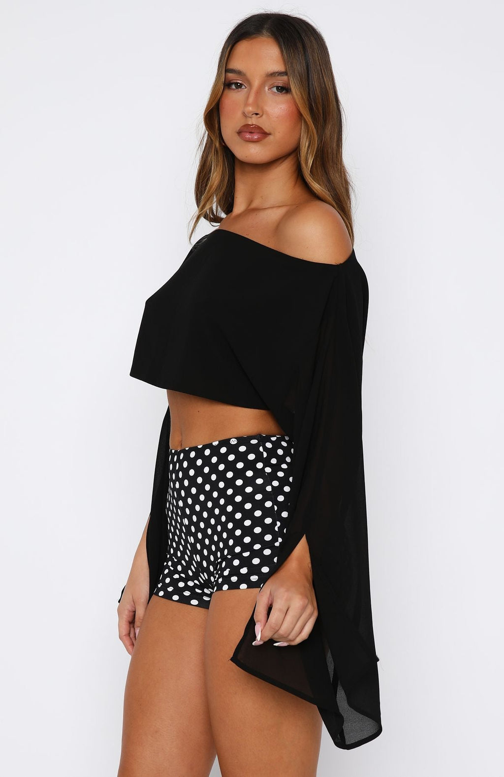 White Fox Desert Drifts Long Sleeve Top Black