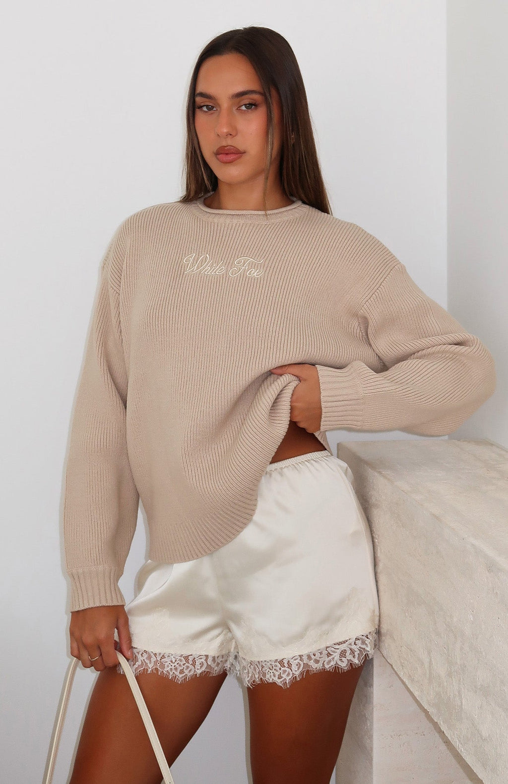 White Fox Snow Dreams Knit Sweater Oat