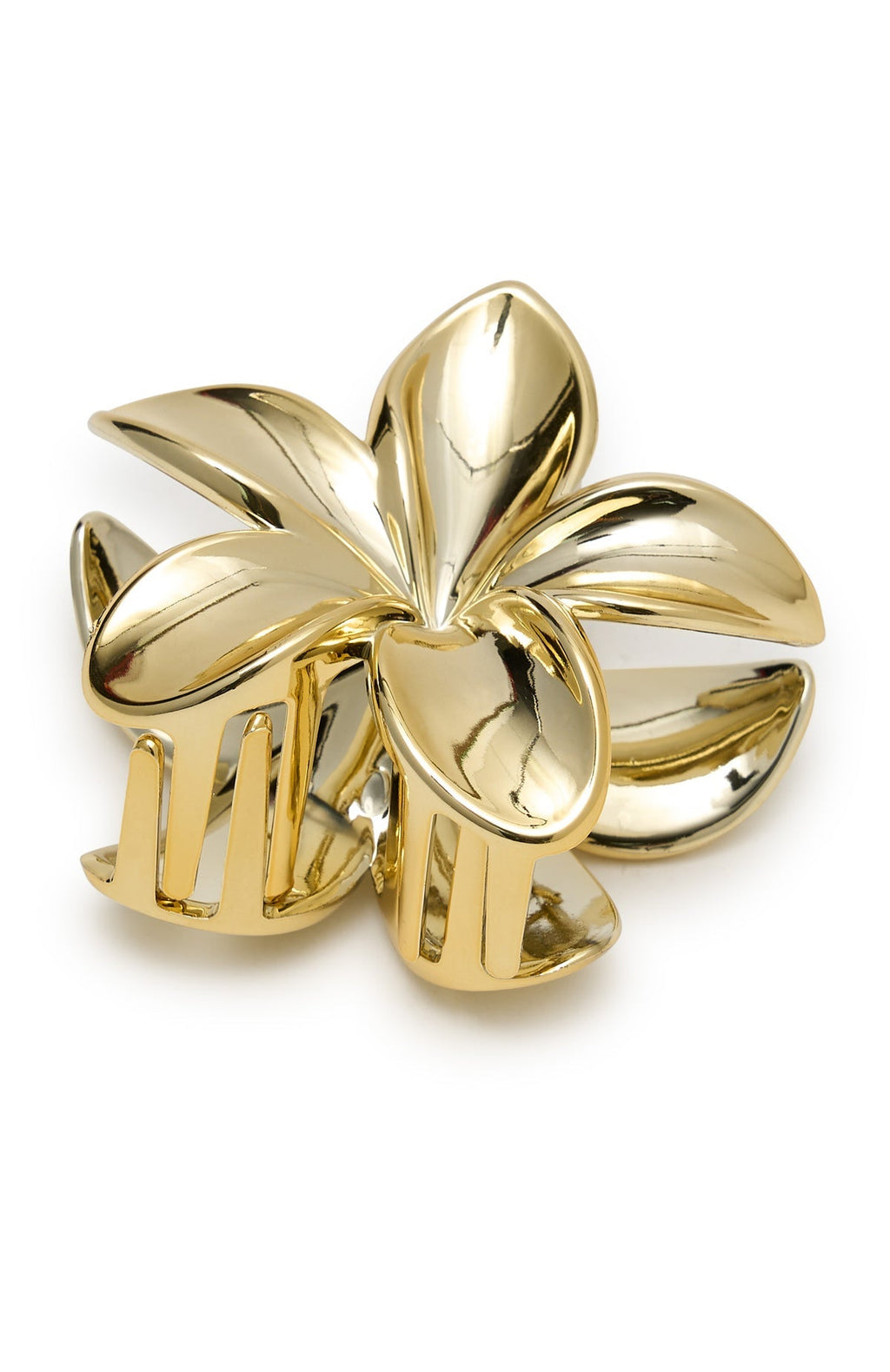 White Fox Floral Charm Hair Clip Gold