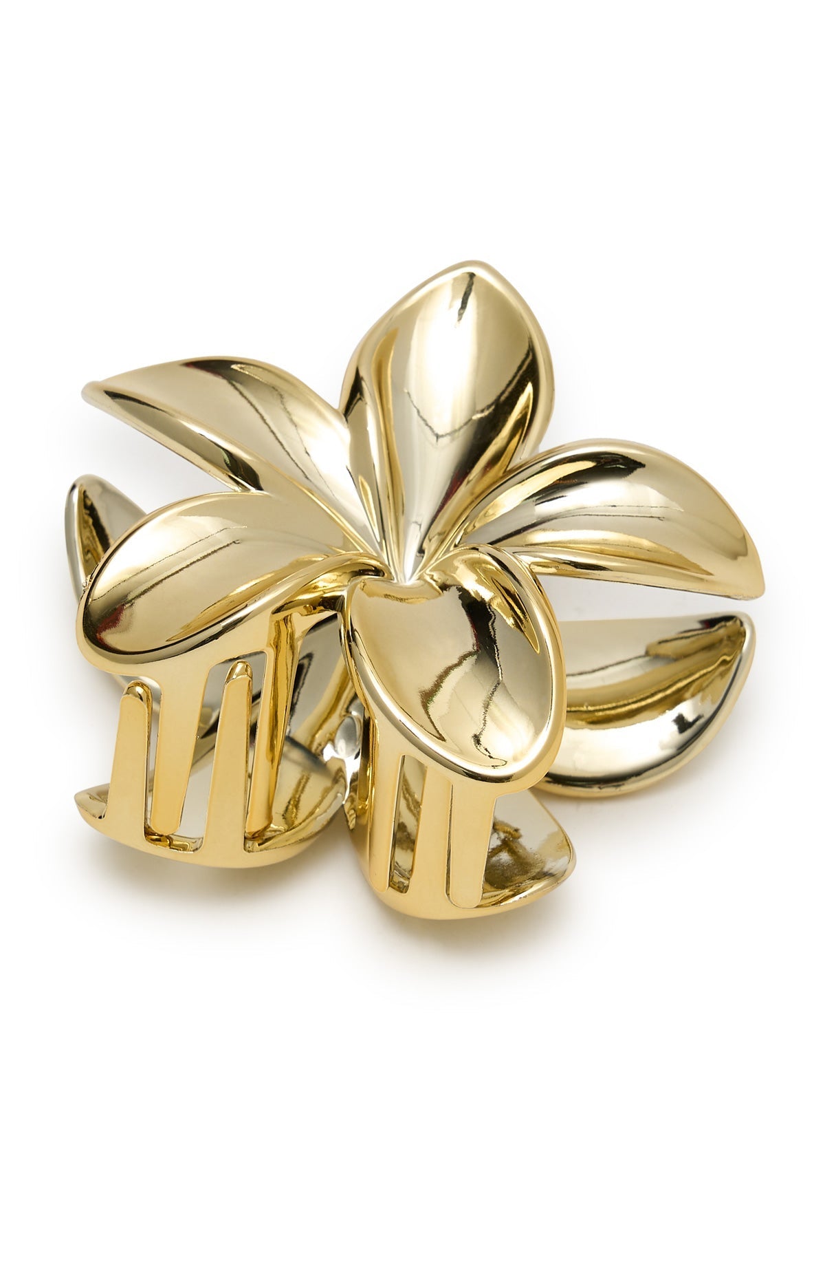 White Fox Floral Charm Hair Clip Gold