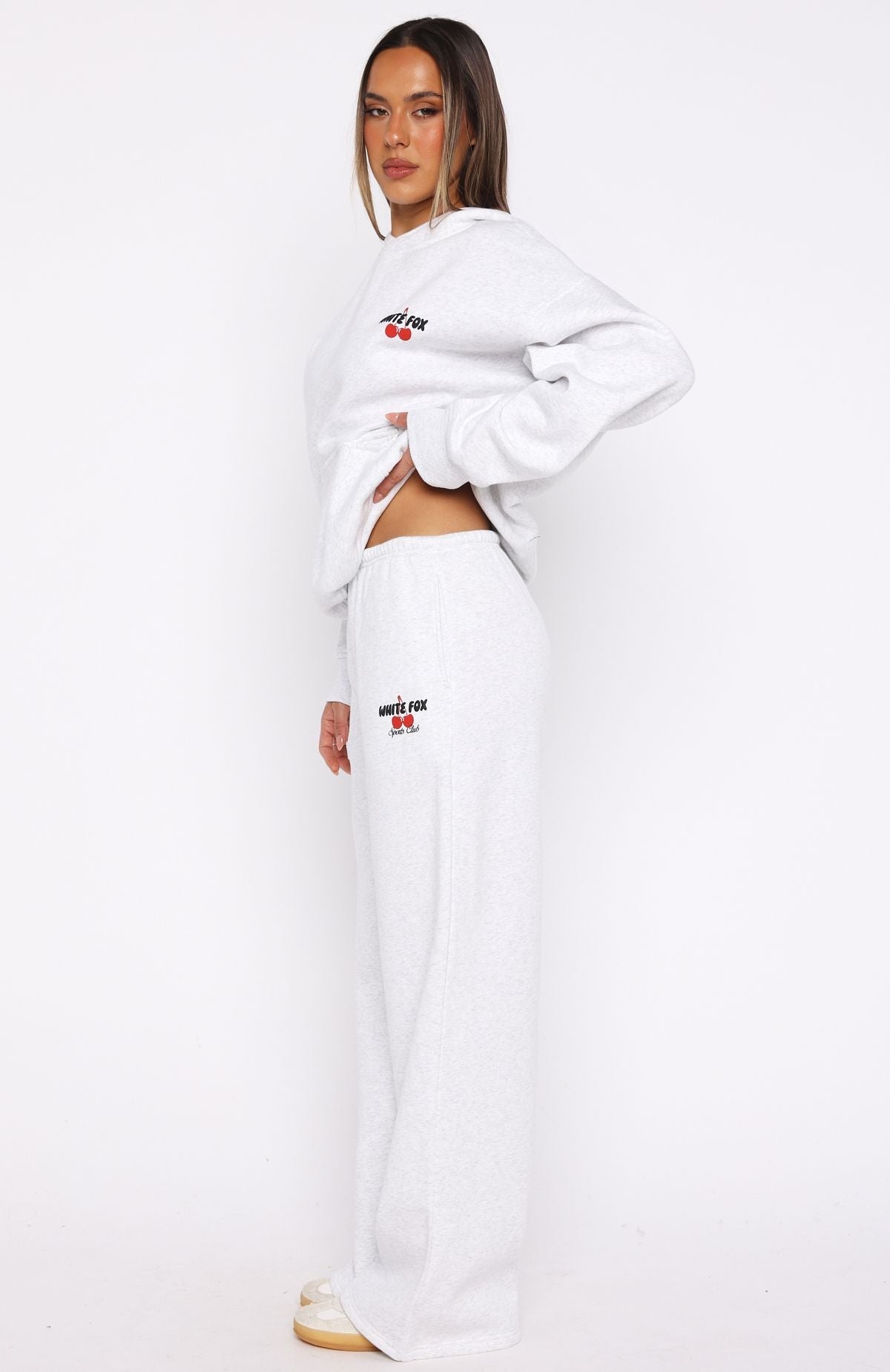 White Fox Club 14 Cassie Wide Leg Sweatpants Grey Marle