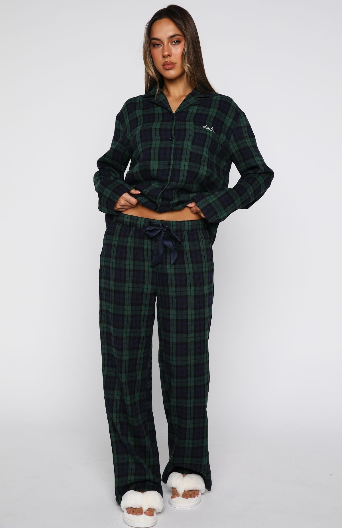 White Fox That Time Of Year Pyjama Pants Green/Navy
