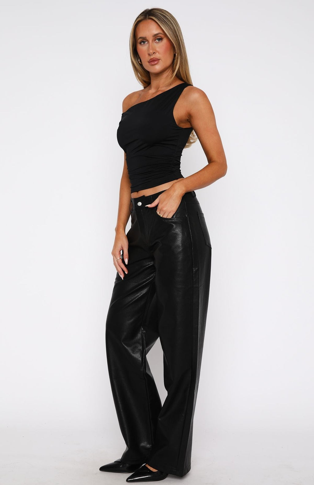 White Fox Bring The Style PU Pants Black