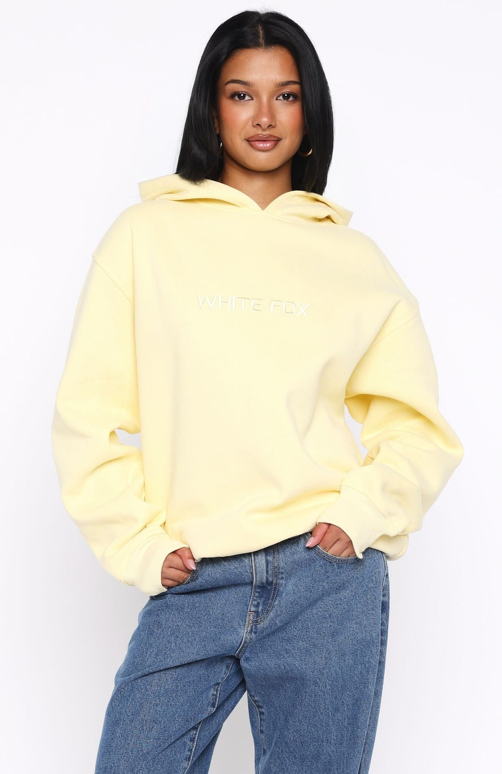 White Fox Stay Lifted Oversized Hoodie Lemon