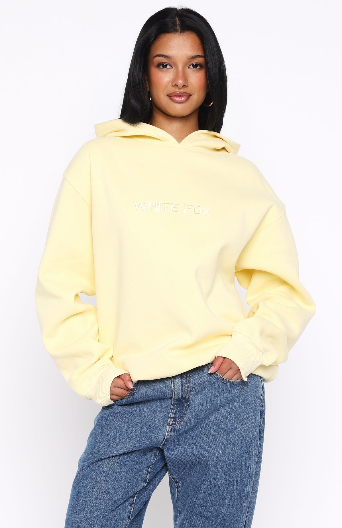 White Fox Stay Lifted Oversized Hoodie Lemon