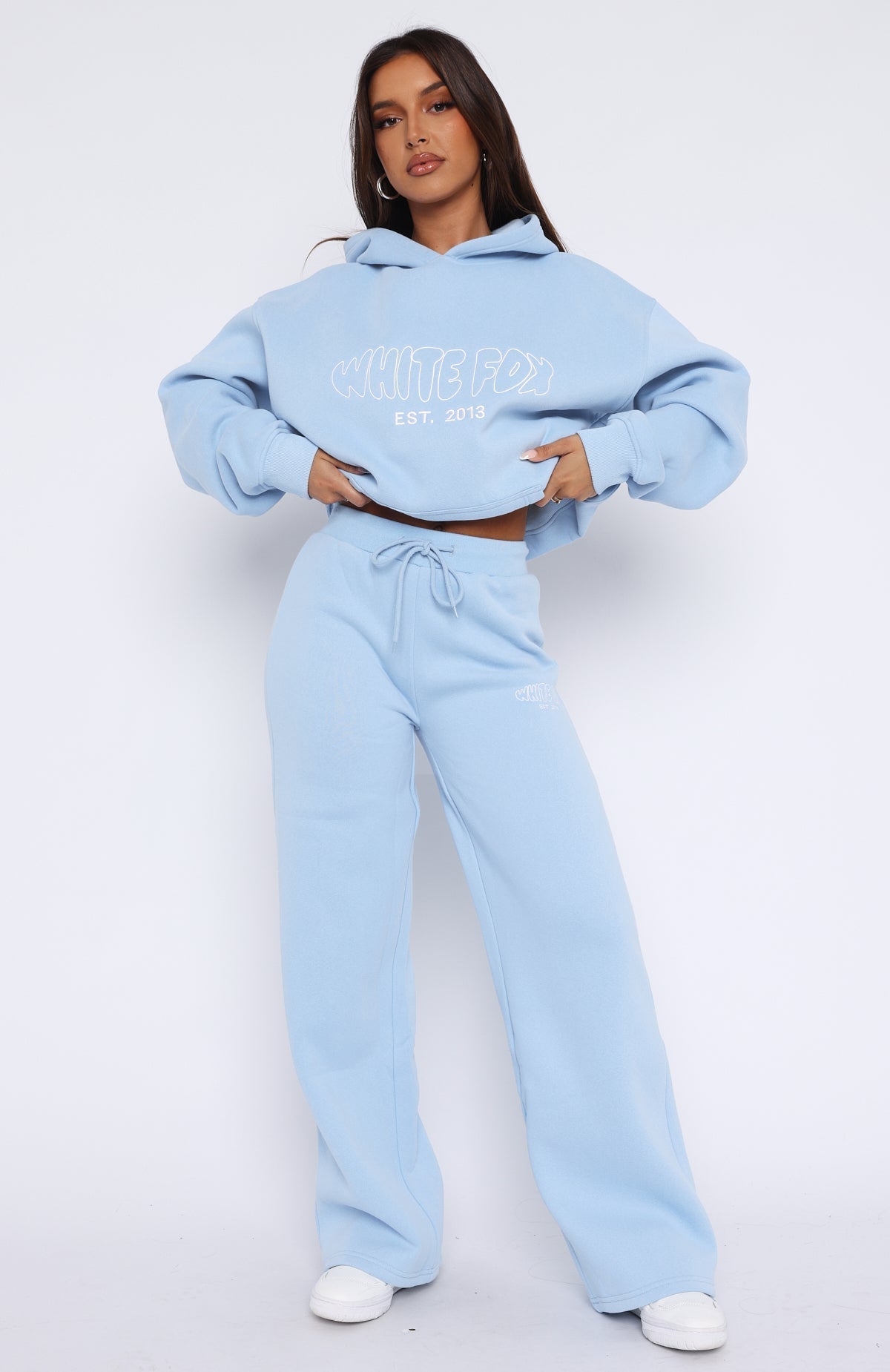White Fox Missed Flights Wide Leg Sweatpants Soft Blue