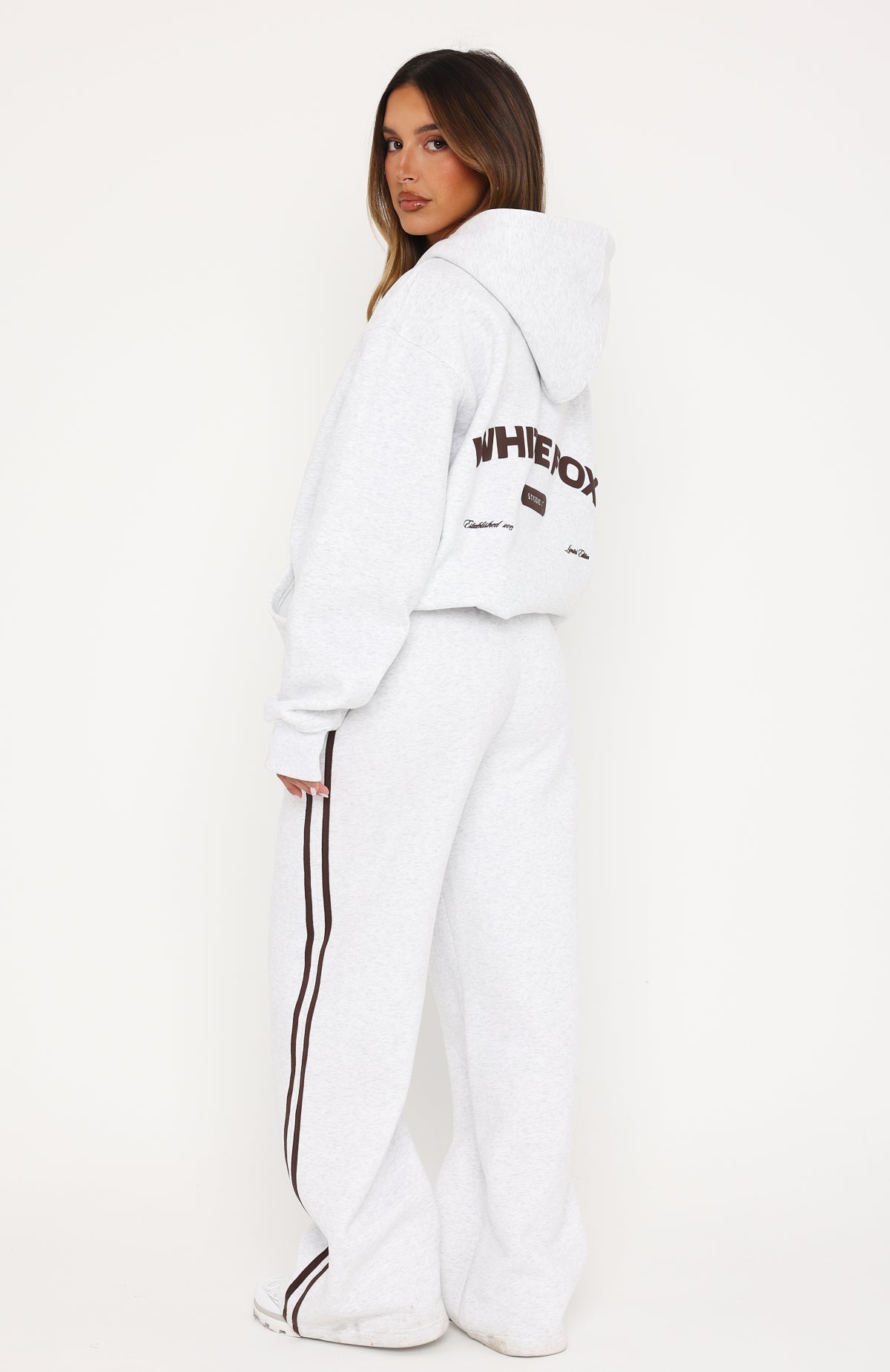 White Fox Studio 17 Raven Wide Leg Sweatpants Grey Marle