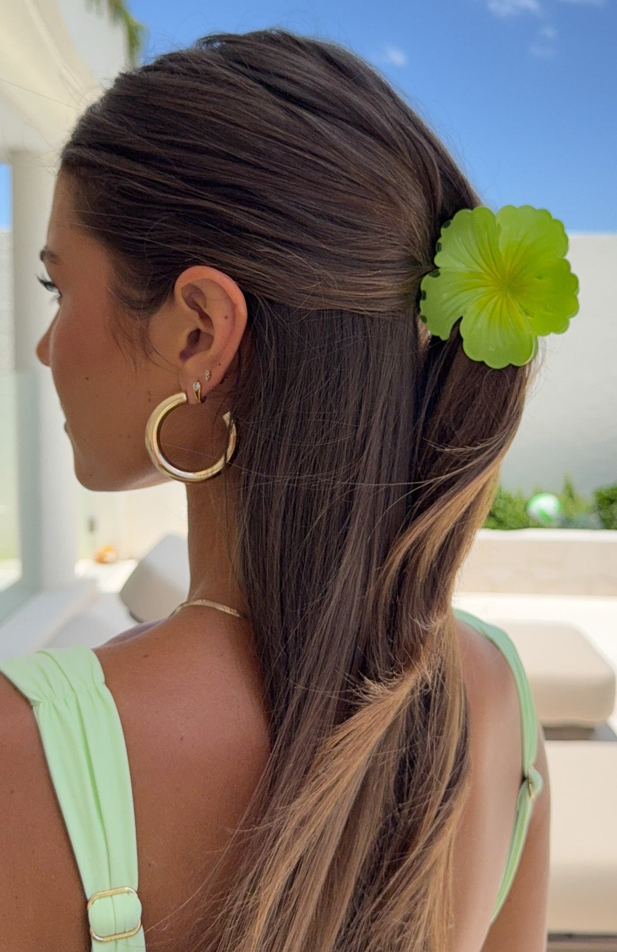 White Fox Celia Hair Clip Lime