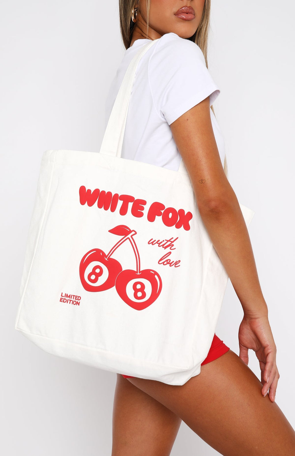 White Fox With Love In The Moment Tote Bag White