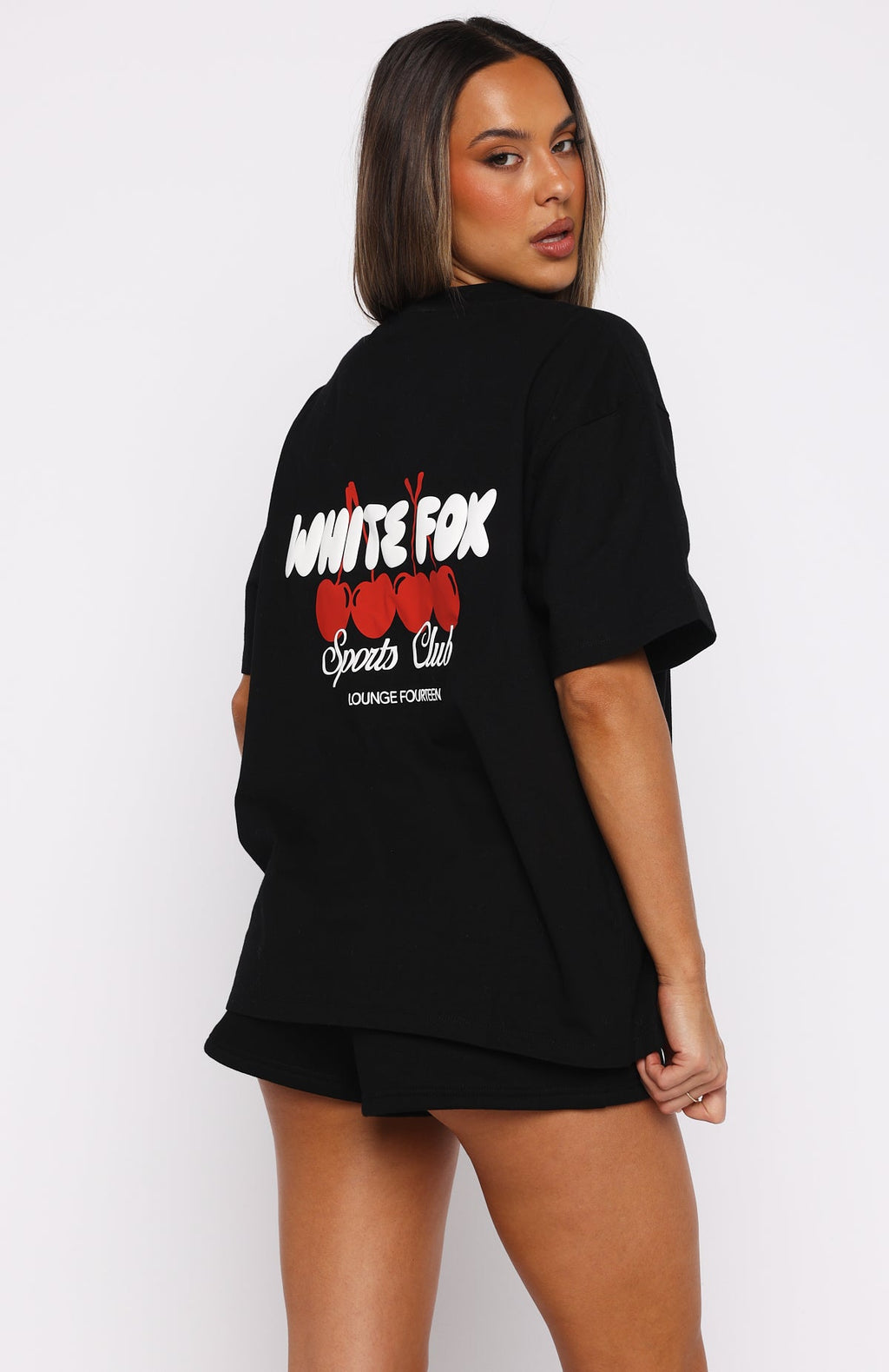White Fox Club 14 Cassie Oversized Tee Black