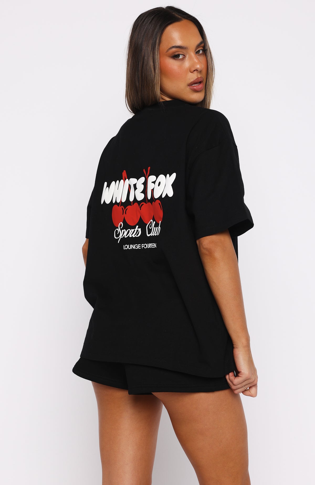White Fox Club 14 Cassie Oversized Tee Black