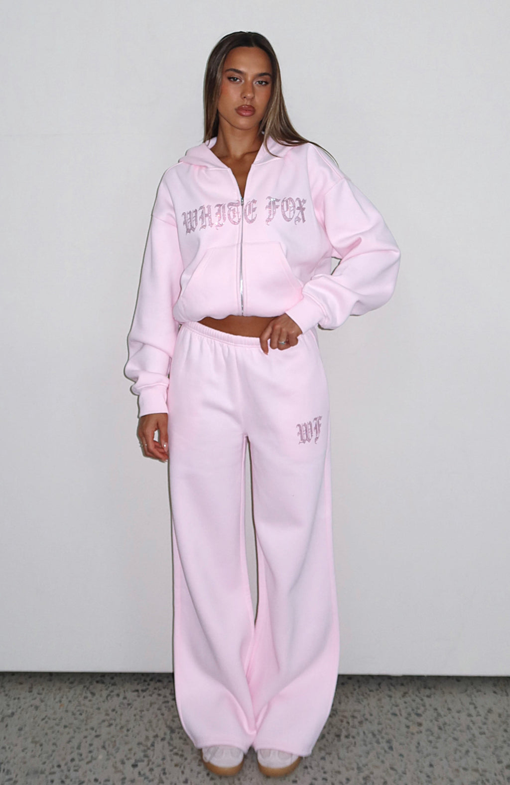 White Fox Lucky Ones Wide Leg Sweatpants Pink