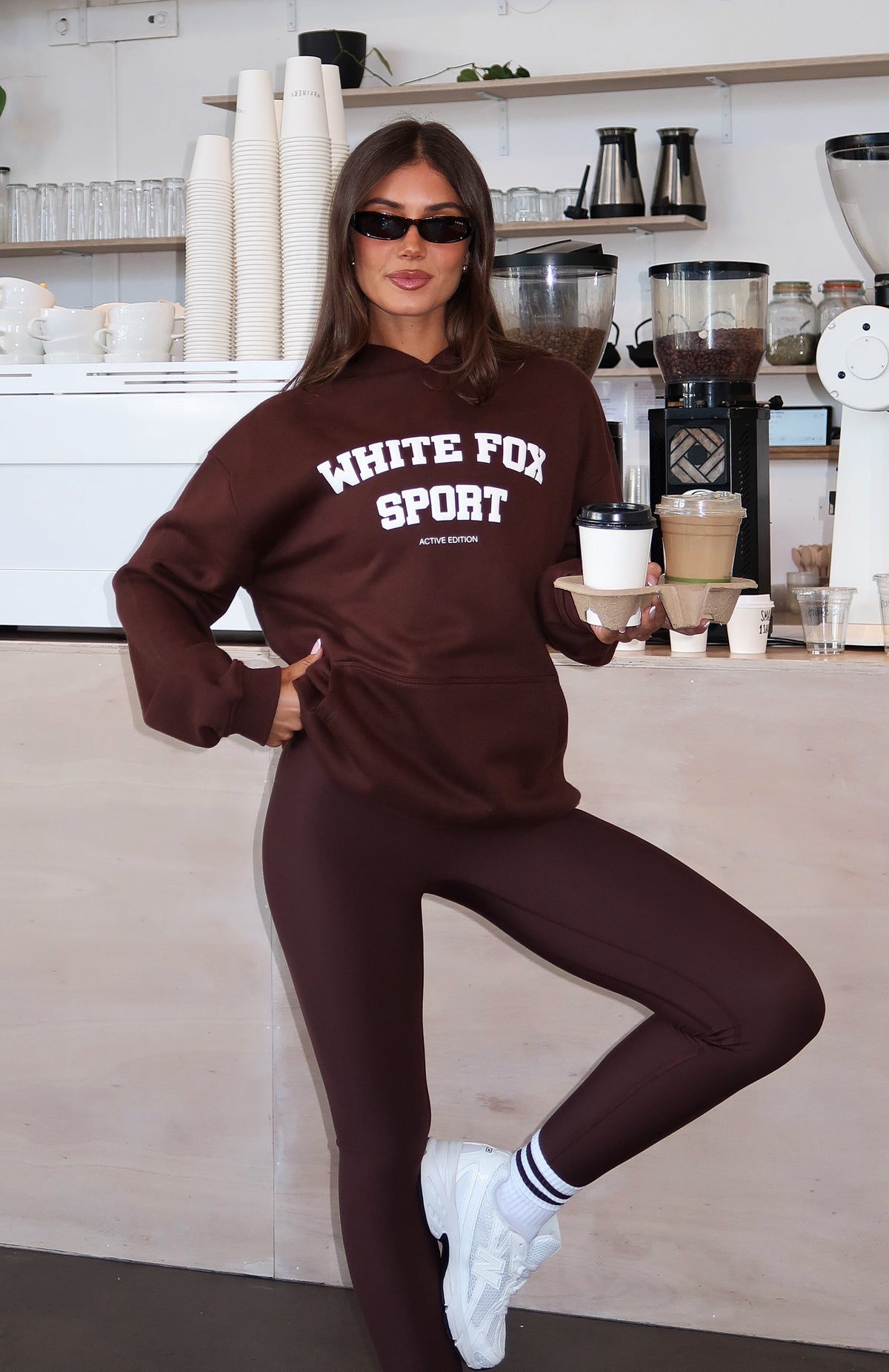 White Fox Winning Team Oversized Hoodie Chocolate