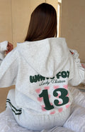 White Fox Lucky Thirteen Charise Zip Front Hoodie Grey Marle