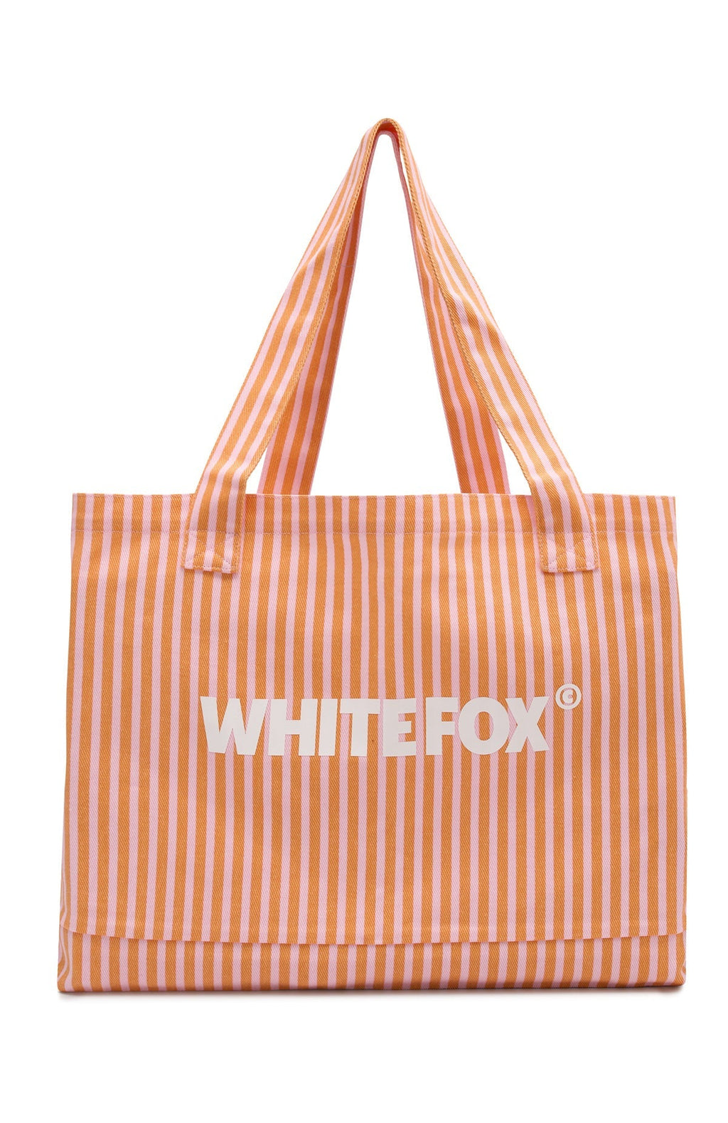 White Fox Straight Lines Tote Bag Pink Melon