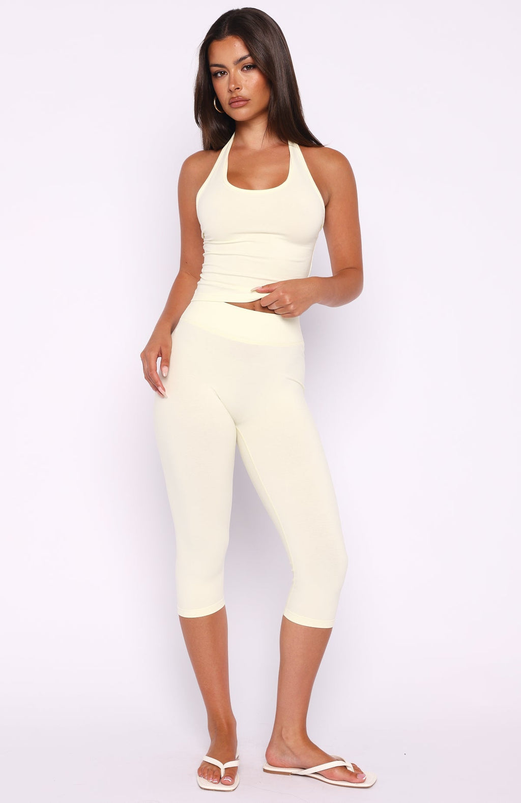 White Fox Focus On The Good Halter Top Lemon