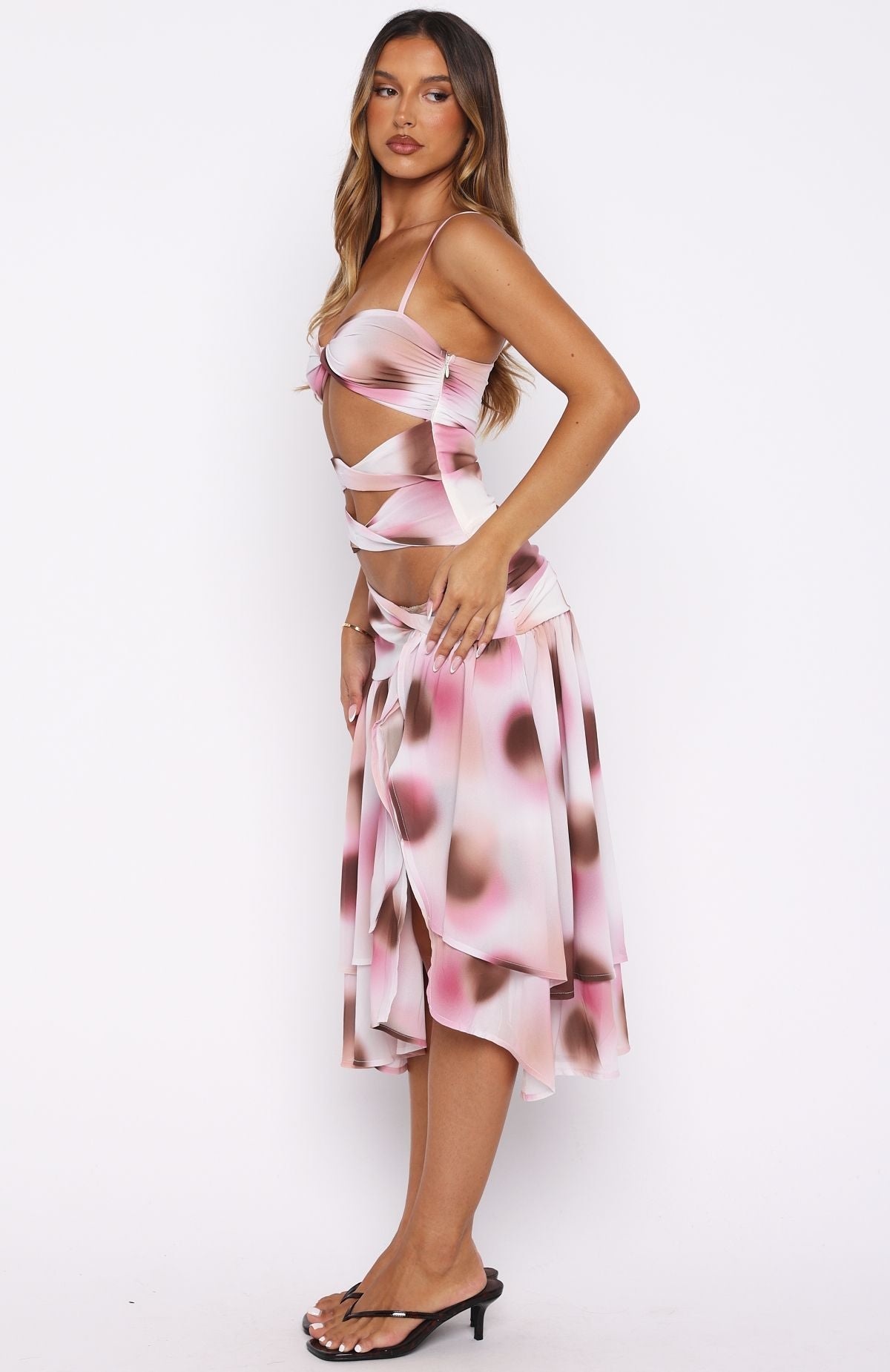 White Fox Dancing In Greece Midi Dress Neopolitana Sundae