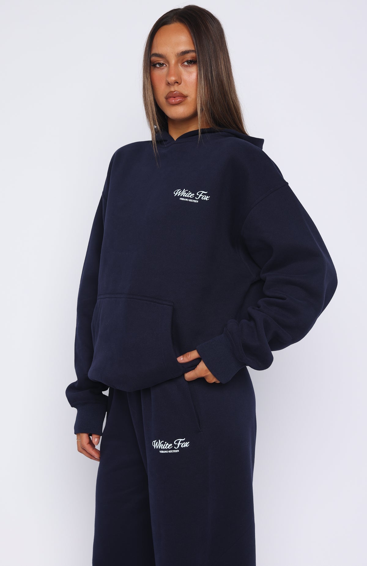 White Fox Verano Sixteen Lilia Oversized Hoodie Navy