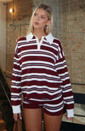 White Fox It's Ok, I'm Ok Knit Sweater Wine Stripe