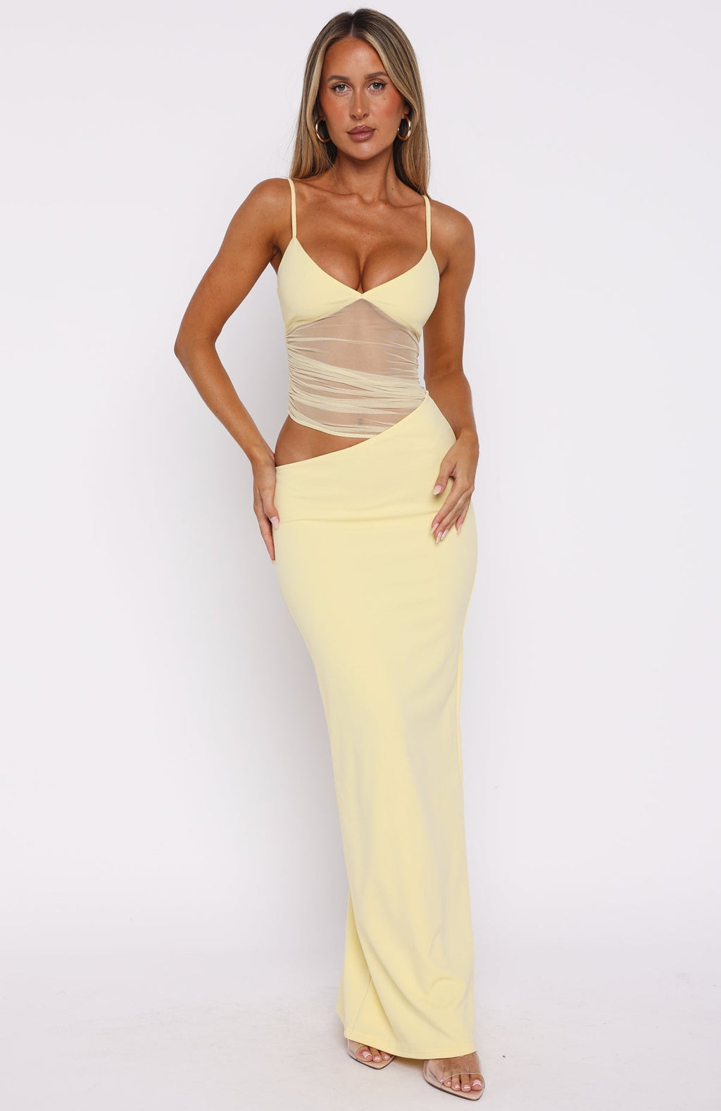White Fox Call Me Up Maxi Dress Lemon