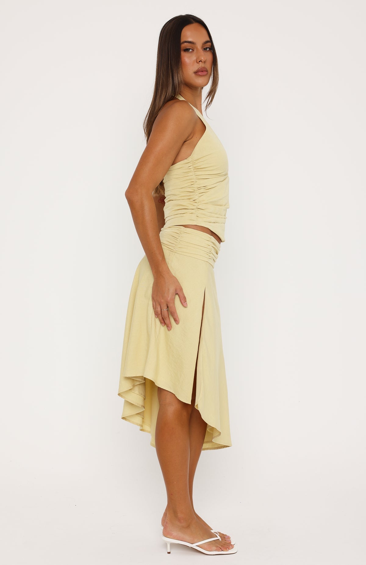 White Fox Twist And Tease Midi Skirt Burnt Butter