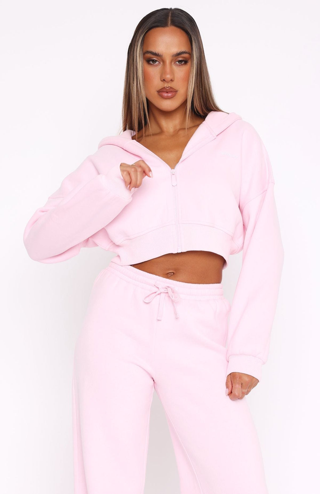 White Fox She's Effortless Cropped Hoodie Posy
