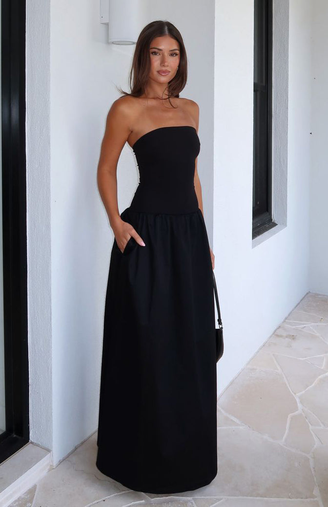 White Fox Take Back Maxi Dress Black