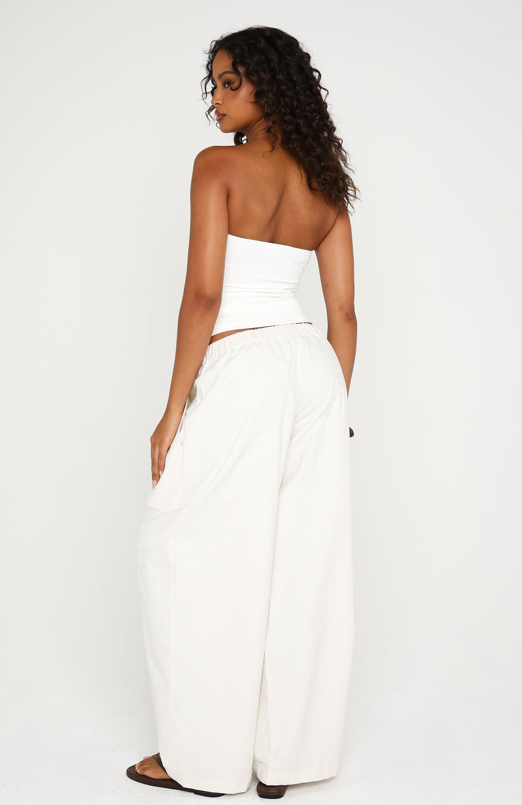 White Fox Out There Somewhere Pants White/Beige Pinstripe