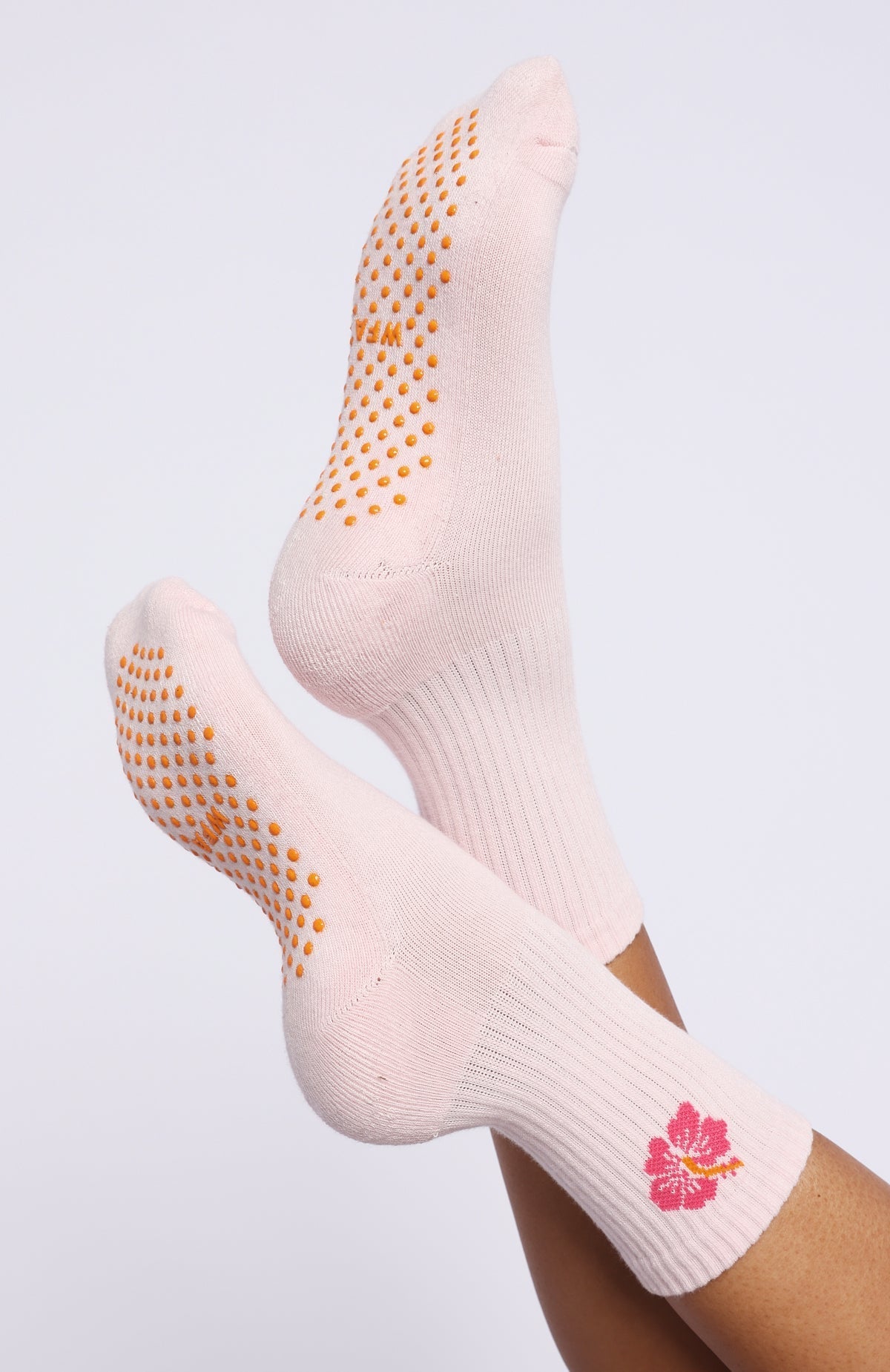 White Fox Bright Side Grip Socks 2 Pack Mango & Pink