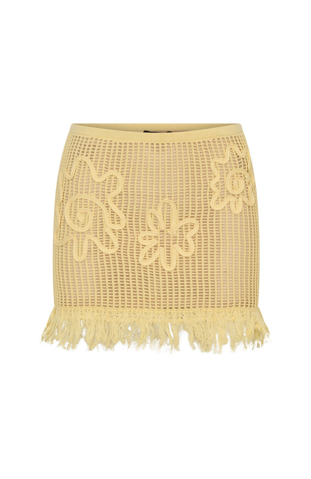 White Fox Living Loud Knit Mini Skirt Lemon