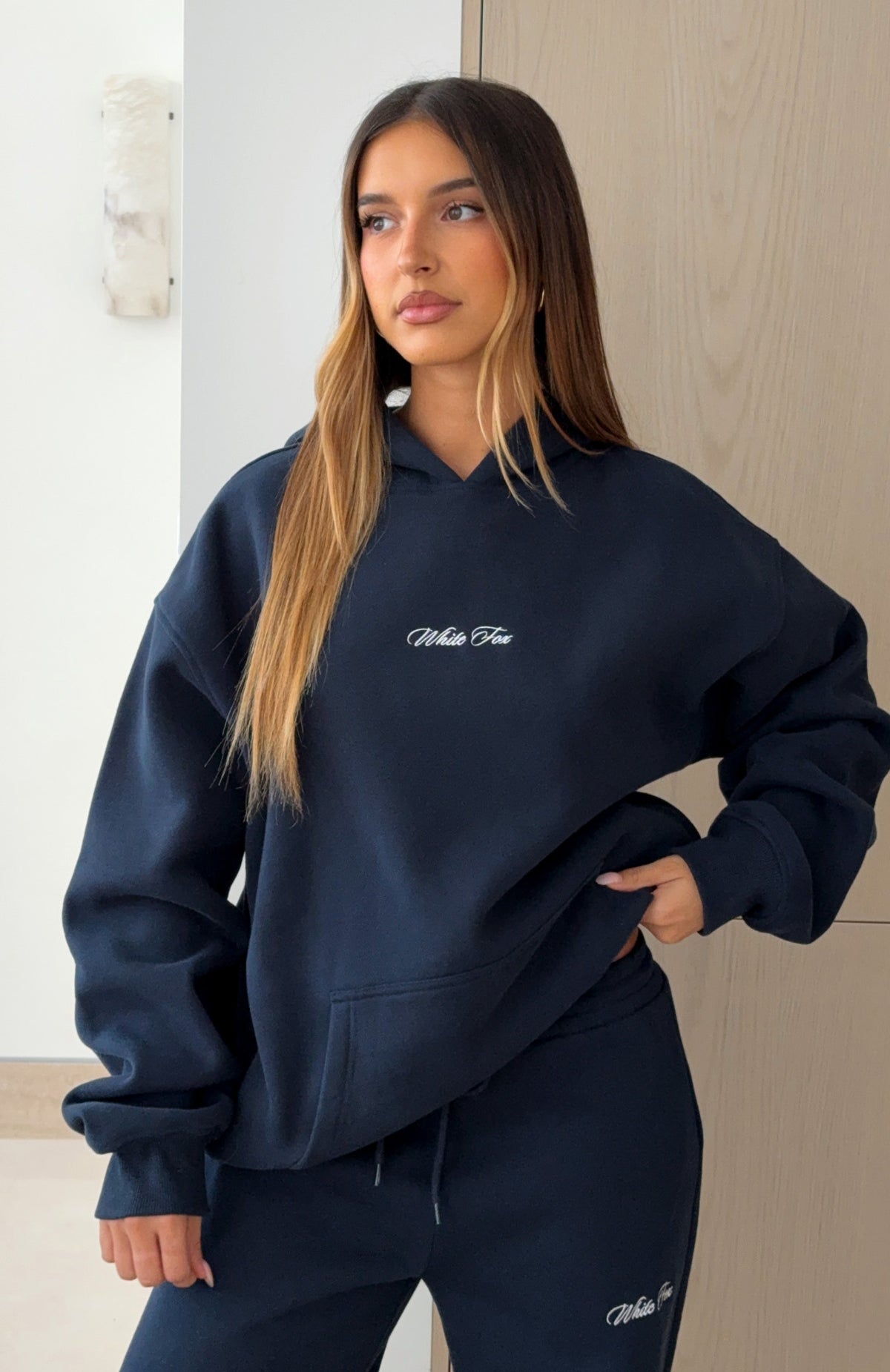 White Fox Wishing For It Oversized Hoodie Navy