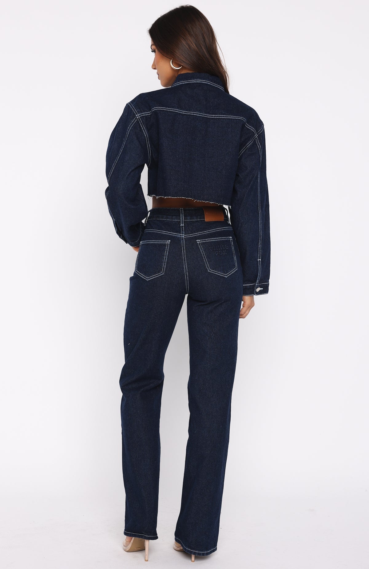 White Fox Something To Prove High Rise Straight Leg Jeans Dark Indigo