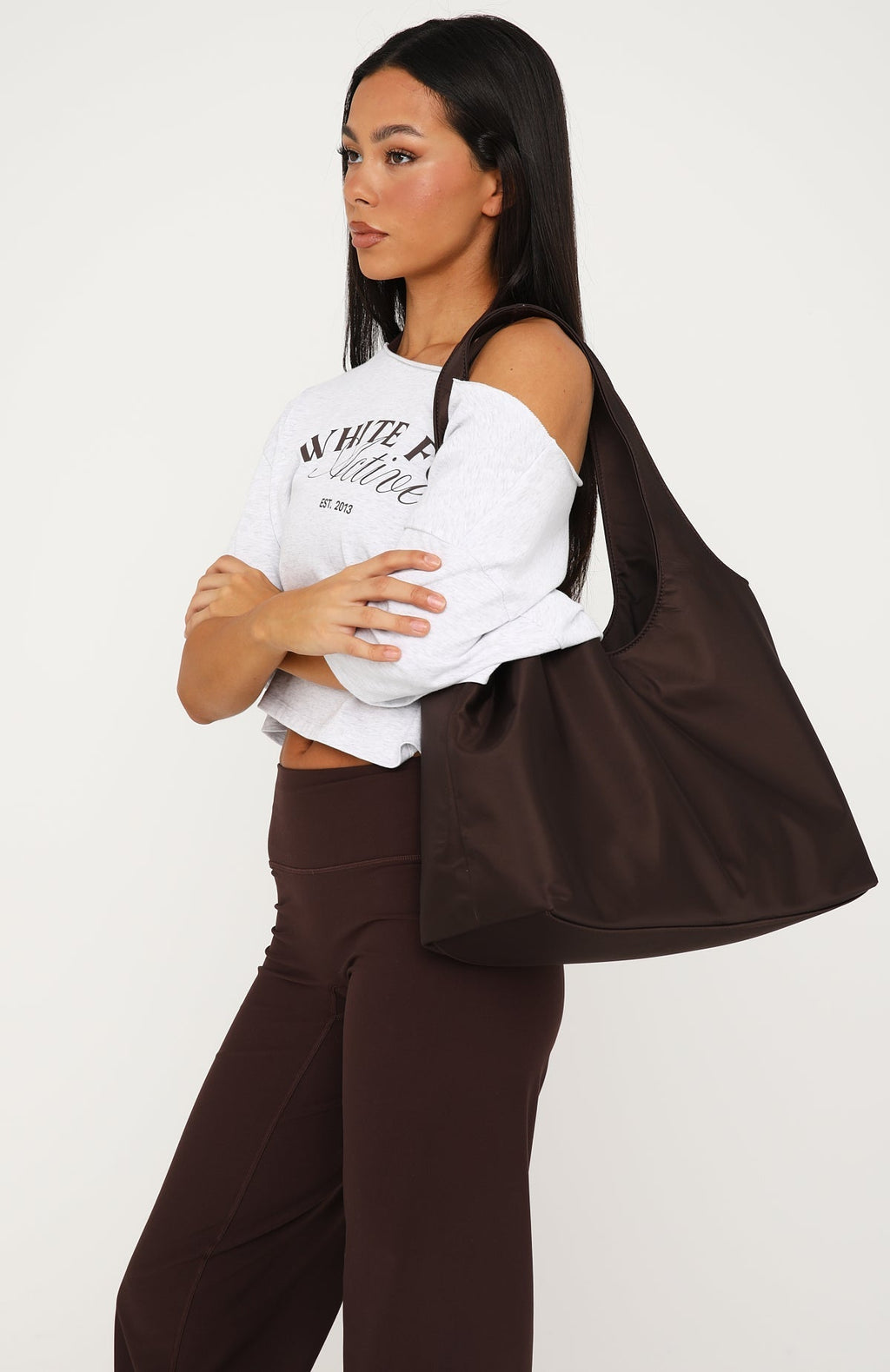 White Fox Maxton Nylon Shoulder Bag Chocolate